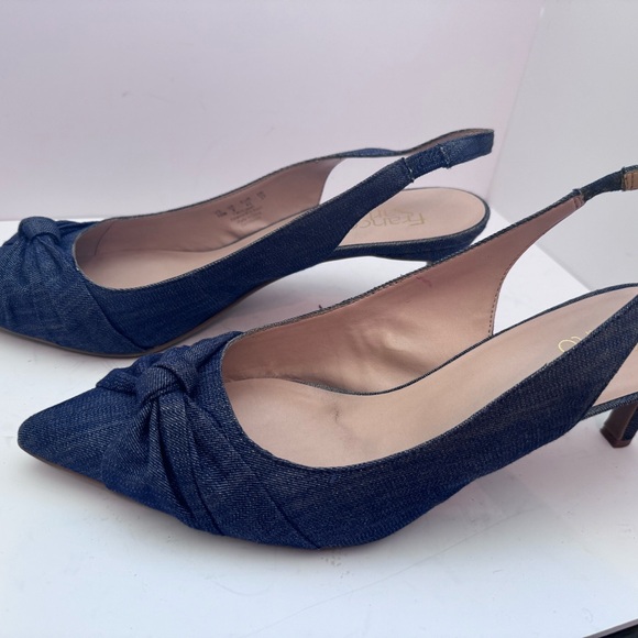 Franco Sarto denim kitten heel slingback size 10 - Picture 4 of 5